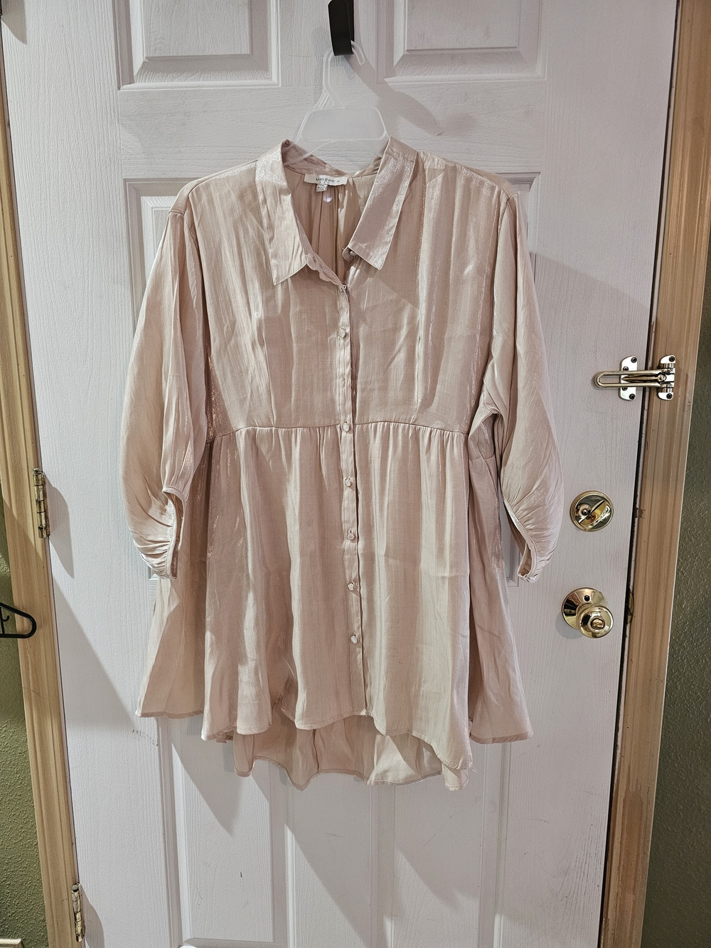 Umgee Blush Rose Gold Button-Front Midi Dress